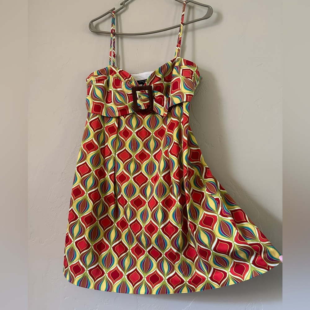 Nine West retro print spaghetti strap dress size 8